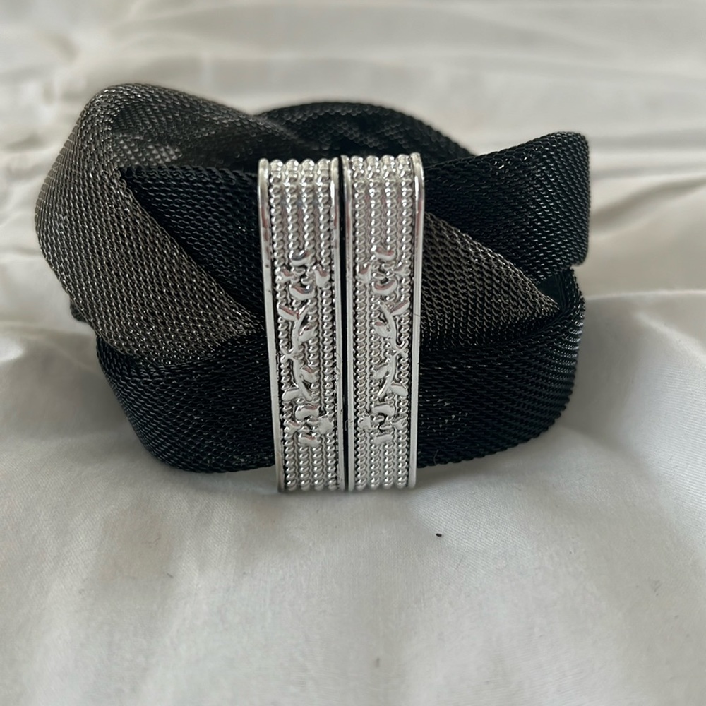 Black & silver mesh bracelet